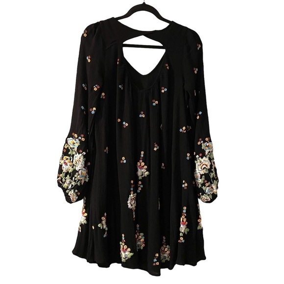 Free People Oxford Floral Embroidered Multicolor Black Dress - Picture 2 of 7